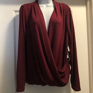 🆕 JustFab long sleeve surplice top size large